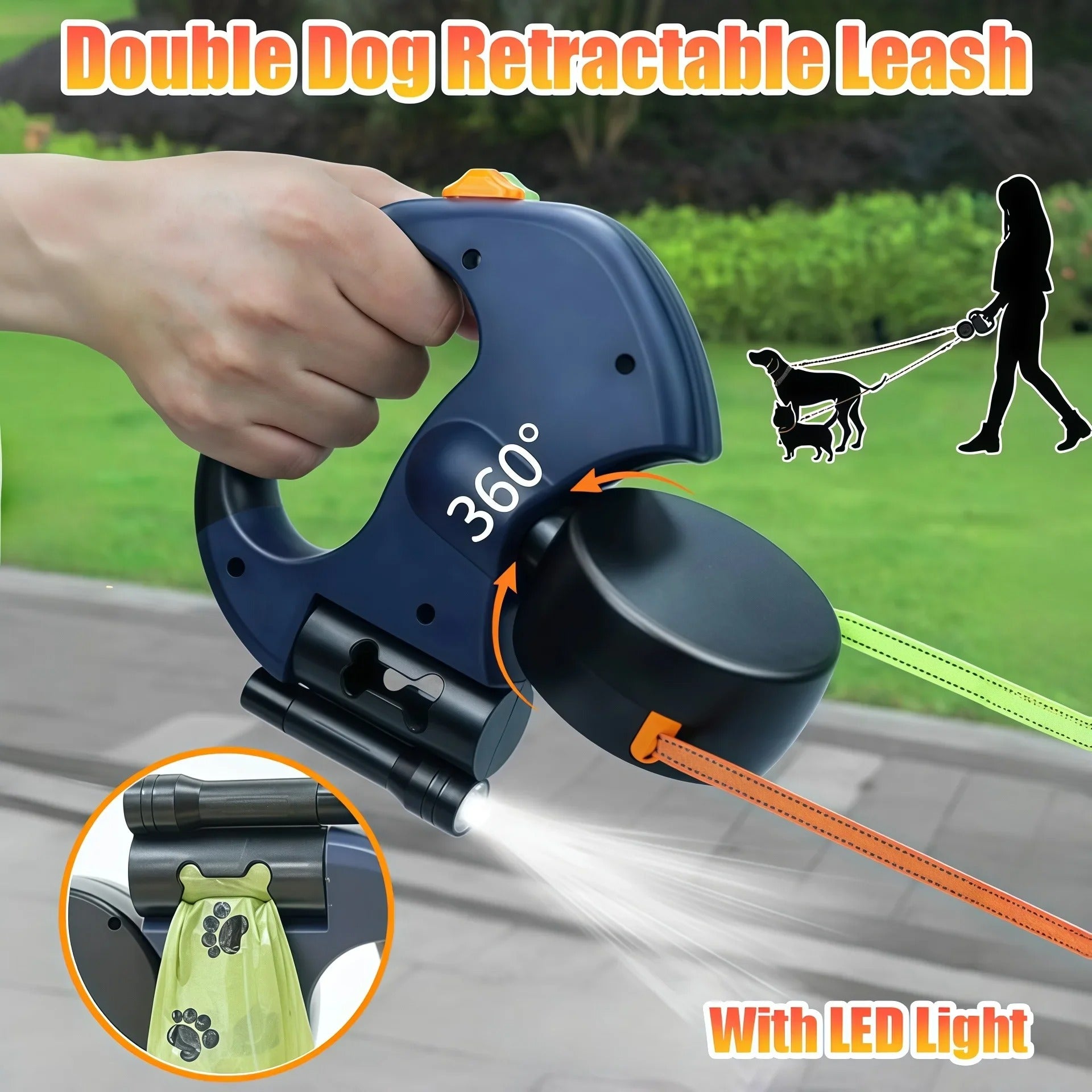 Retractable Double Dog Leash